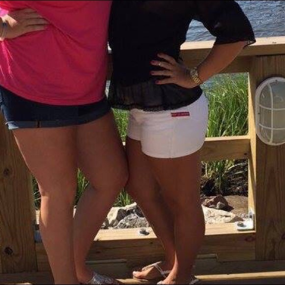 High Waisted Button Up White Vintage Jean Shorts - Picture 8 of 8